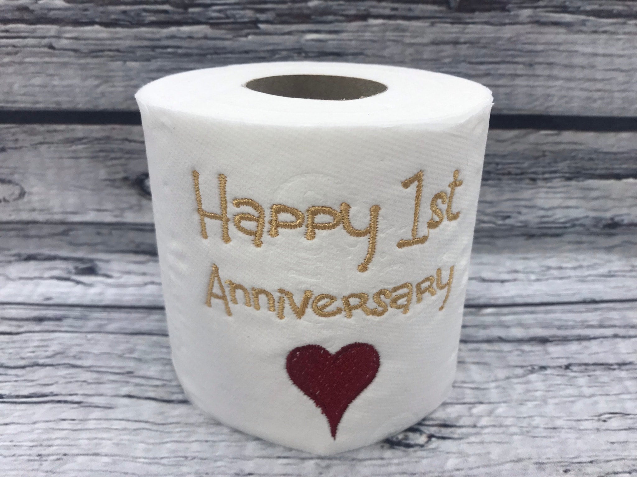 Unique Embroidered Toilet Rolls for 1st Paper Wedding Anniversary